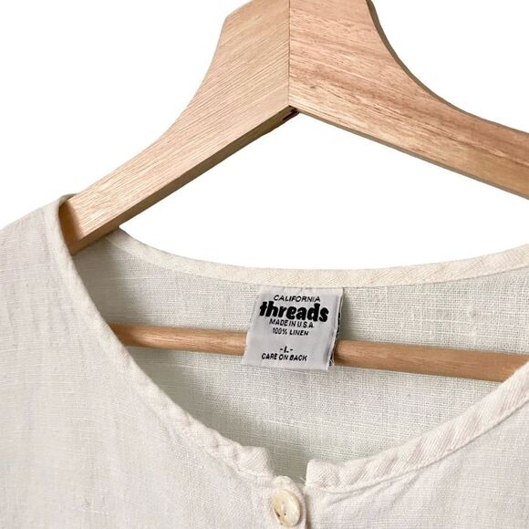 Vintage California Threads 100% Linen Made in USA Long Sleeve Blouse in Large - Picture 6 of 6